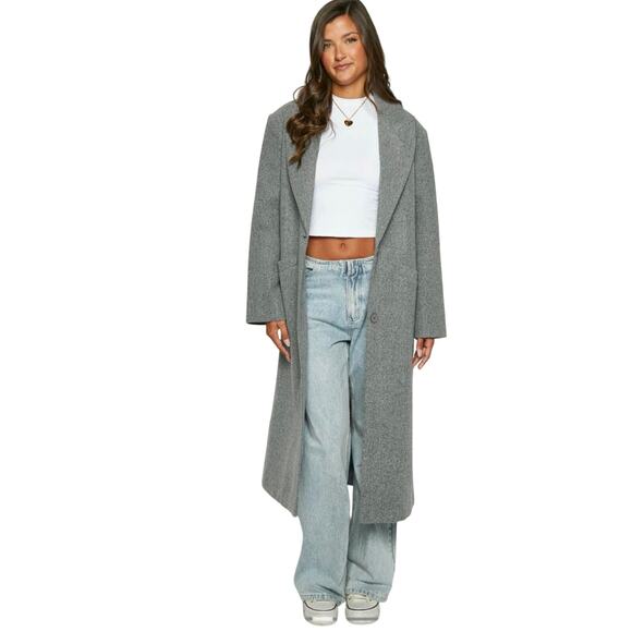 Lioness Olsen Gray Longline Coat XS NWT – Wool Look Winter Overcoat - Picture 3 of 10